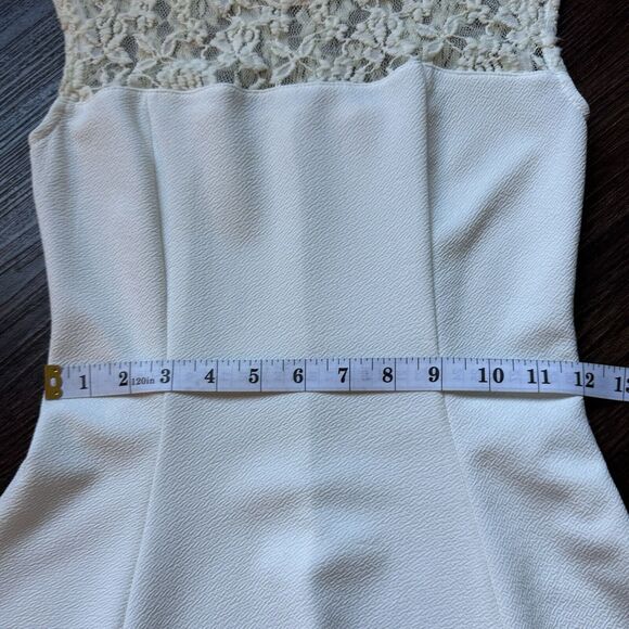 Acemi S Skater Dress Ivory Stretch Scoop Neck Sleeveless Lace Top White A-Line - Picture 8 of 11
